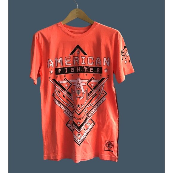 AMERICAN FIGHTER- MEN'S SHORT SLEEVE FRONT & BACK GRAPHIC T-SHIRT SIZE SMALL - Picture 1 of 6